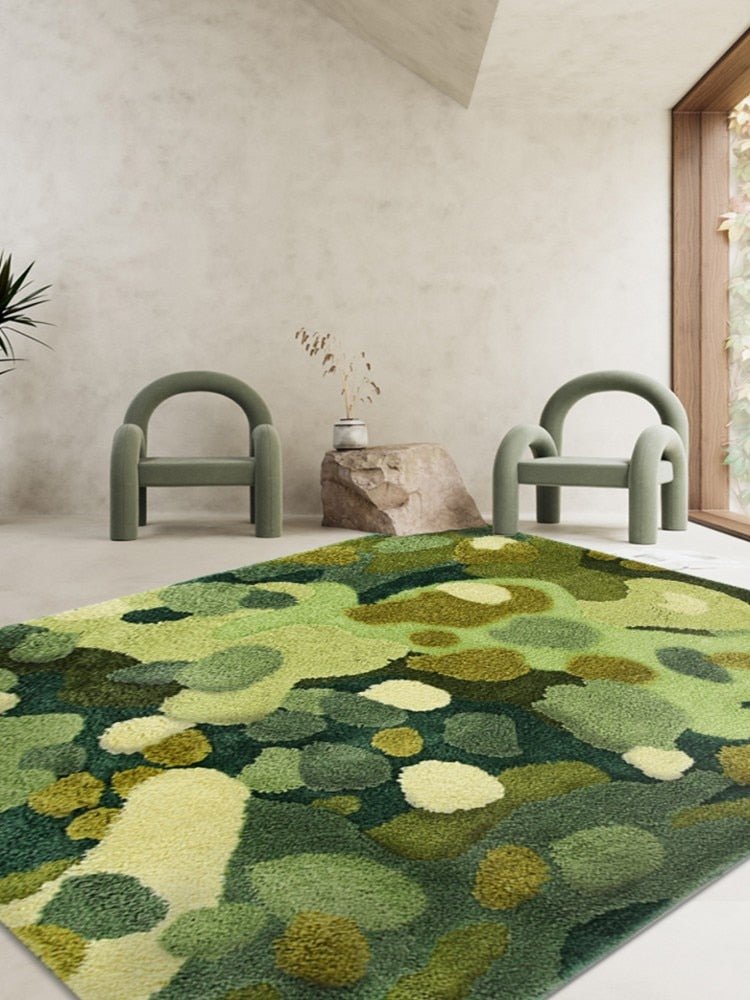 Moss feeling 3D Tufting area rug in green color