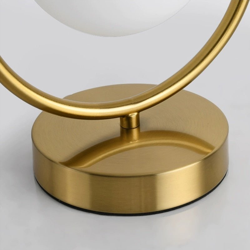 Modern Brass Glass Round Ring LED Bedside Reading Table Lamp