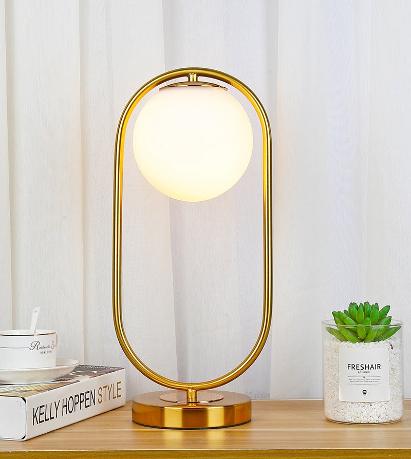 Modern Brass Glass Round Ring LED Bedside Reading Table Lamp