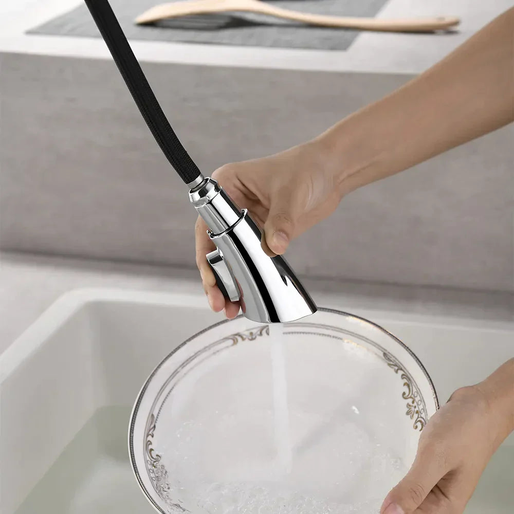 Nate - Retractable Curved Modern Kitchen Faucet