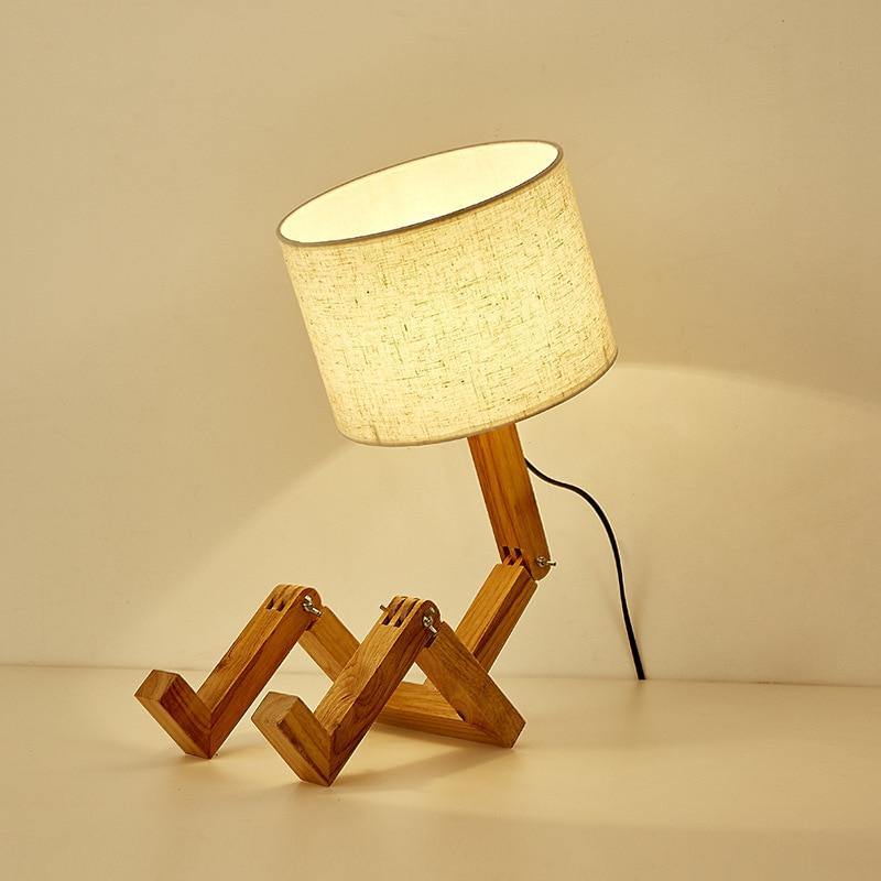 Wooden RoboLamp™ - Nordic Side - lamp, robolamp, robot, wooden