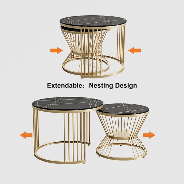 Black & Gold Nesting Coffee Table Set