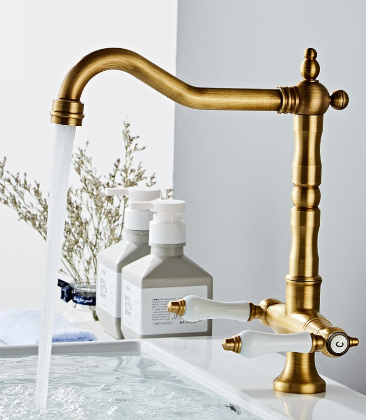 Two-Handle Rustic Brass Faucet