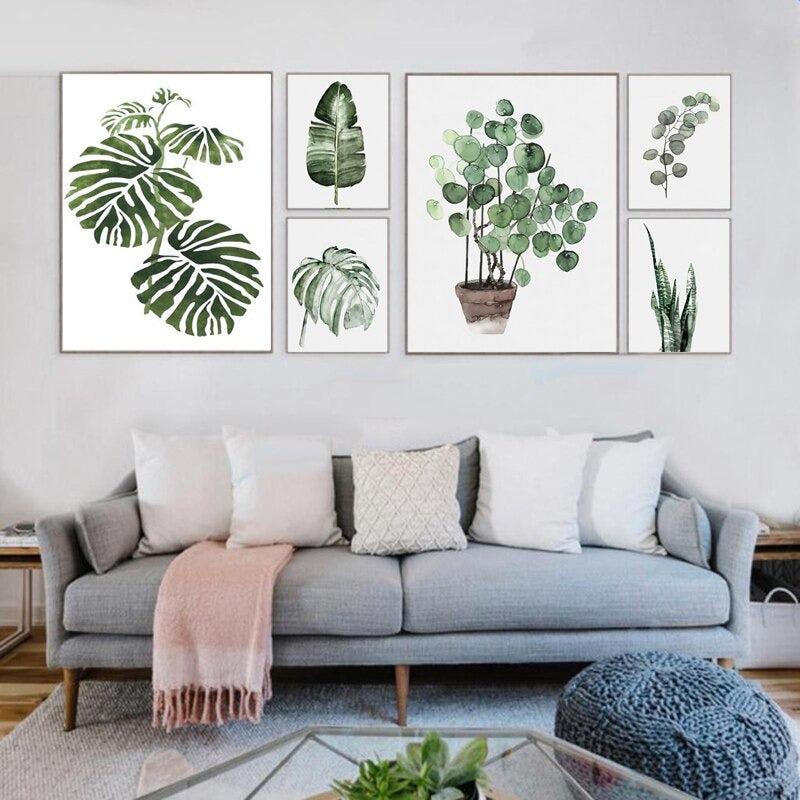 Tropical Green Leaves Wall Art