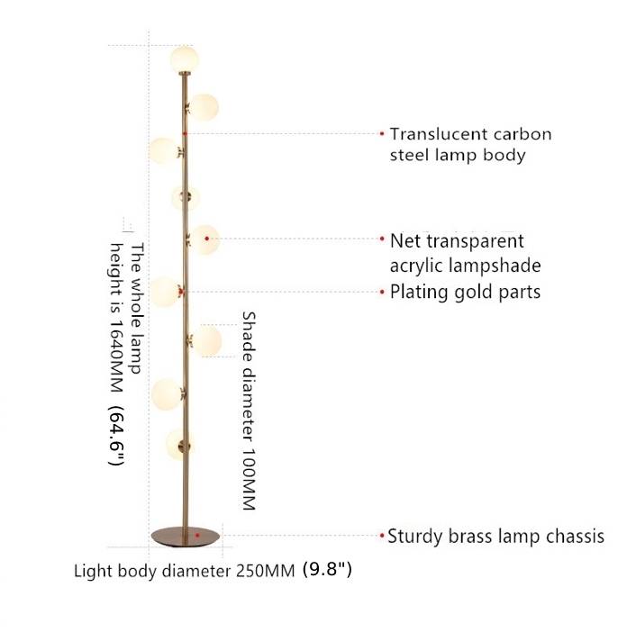 Unique Modern Gold Glass Ball LED Floor Lamp