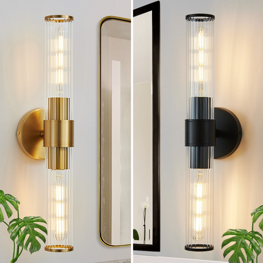 Two-Bulb Fluted Glass Wall/Vanity Sconce