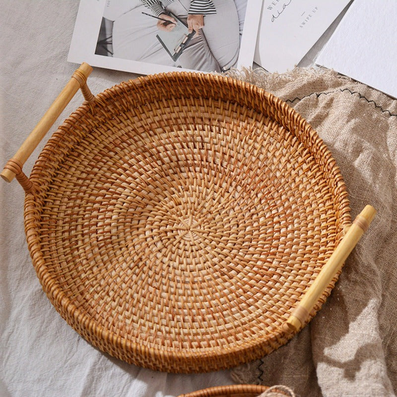 Round Rattan Basket Storage Solution