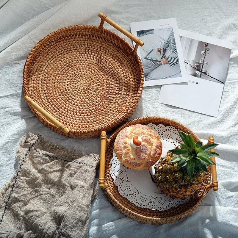 Round Rattan Basket Storage Solution