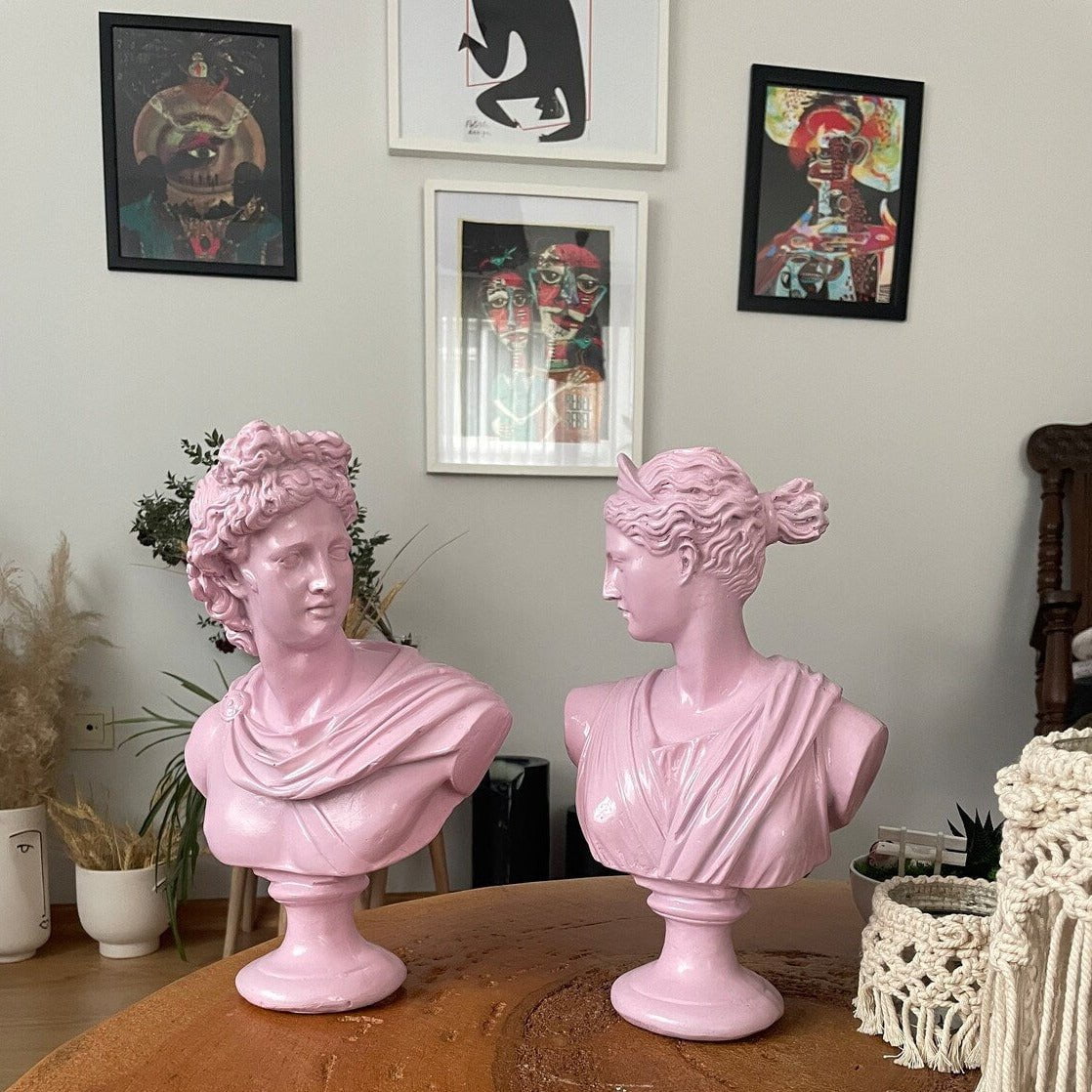 Artemis and Apollo Pink Sculpture