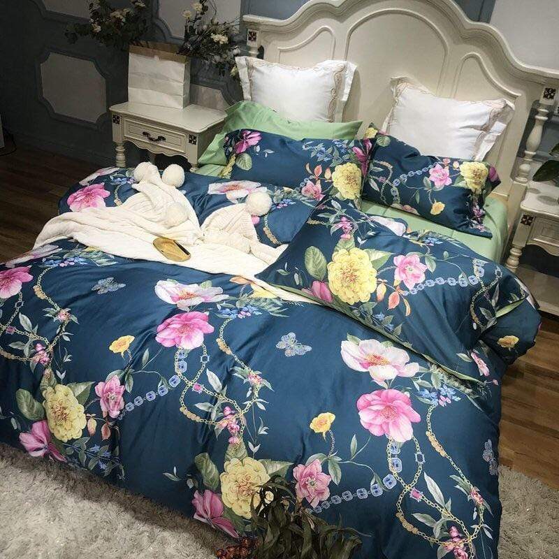 Floral Chain Duvet Cover Set - Nordic Side - bed, bedding, spo-disabled