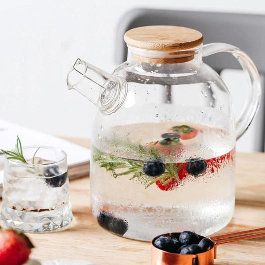 Bamboo Cork Glass Teapot