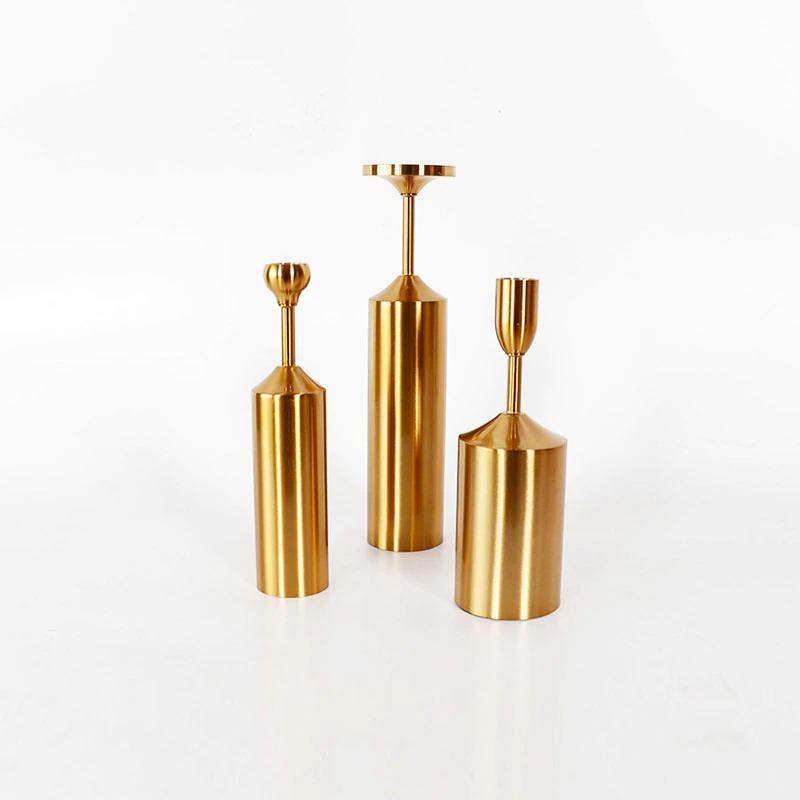 Trindale Golden Metal Candlestick Set