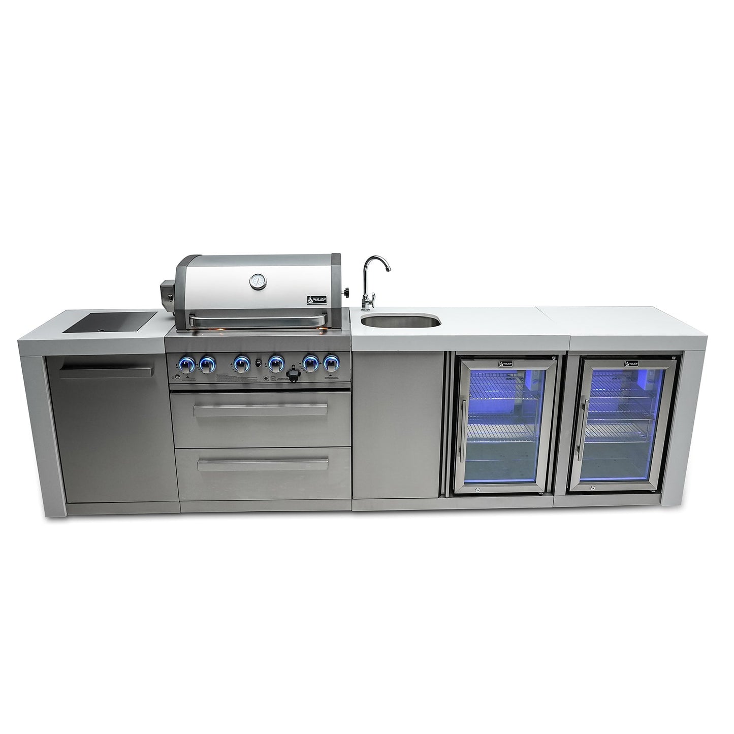 Mont Alpi 400 Deluxe BBQ Grill Island with Beverage Center & Fridge - MAi400-DBEVFC