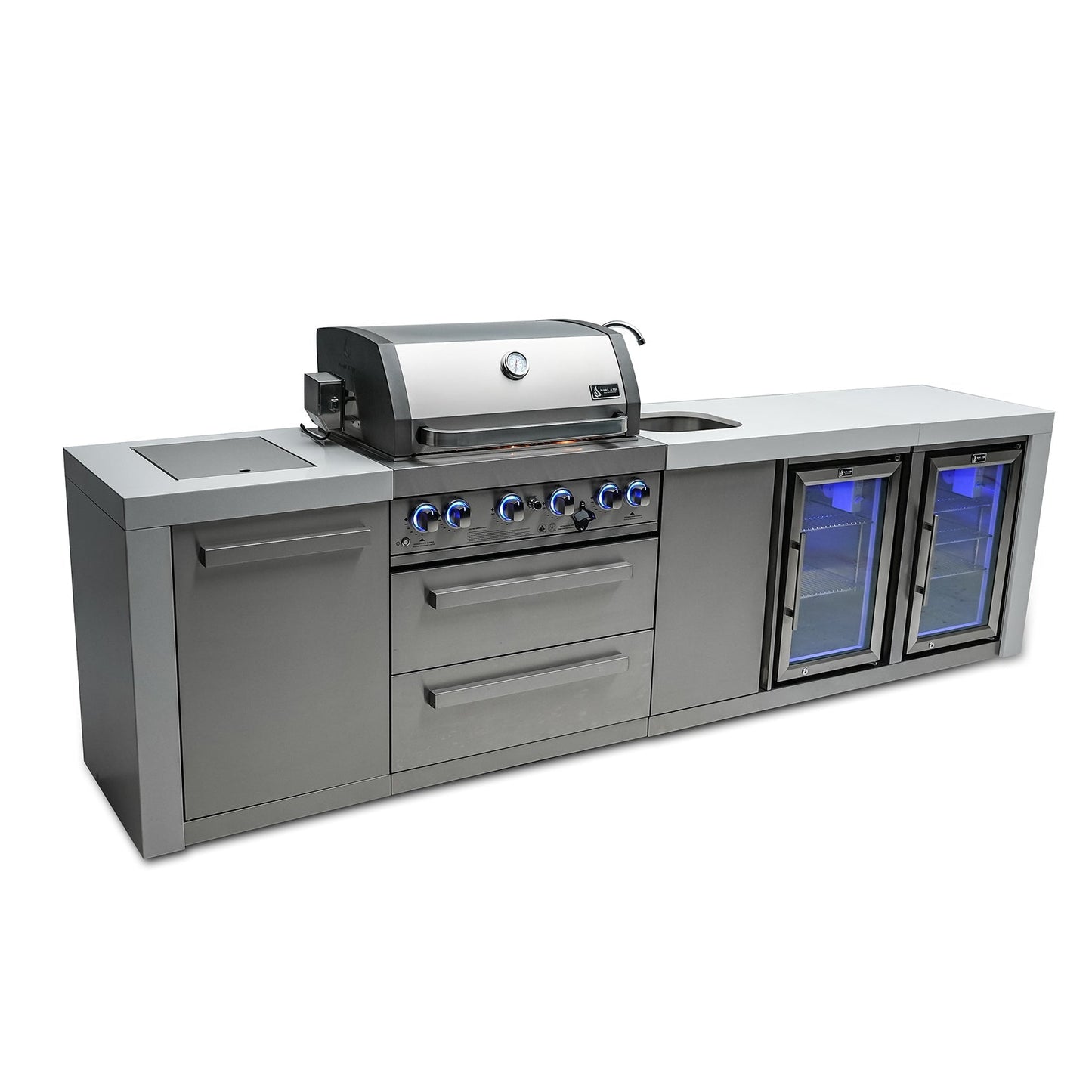 Mont Alpi 400 Deluxe BBQ Grill Island with Beverage Center & Fridge - MAi400-DBEVFC