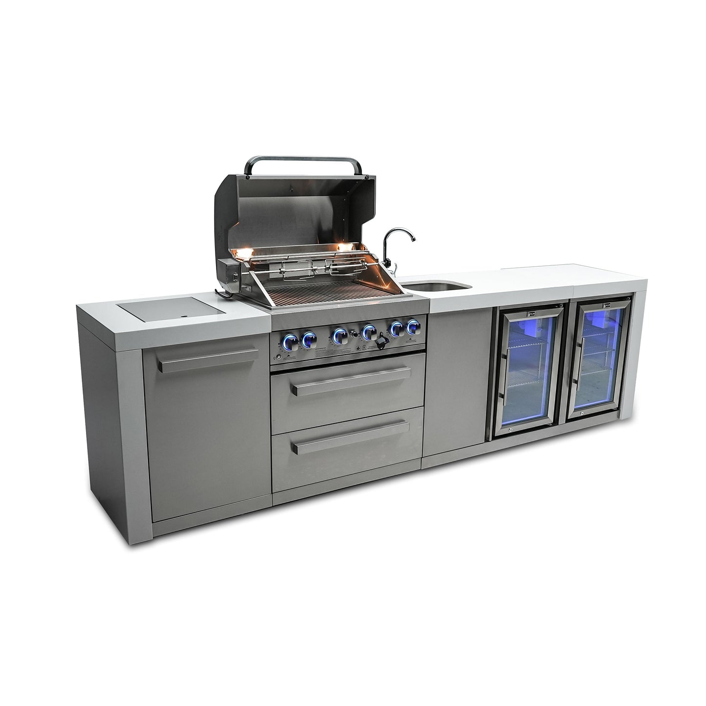 Mont Alpi 400 Deluxe BBQ Grill Island with Beverage Center & Fridge - MAi400-DBEVFC