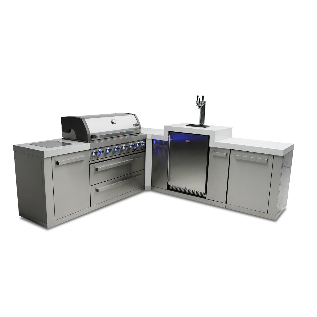 Mont Alpi 805 BBQ Grill Island with 90 Degree Corner & Kegerator - MAi805-90KEG