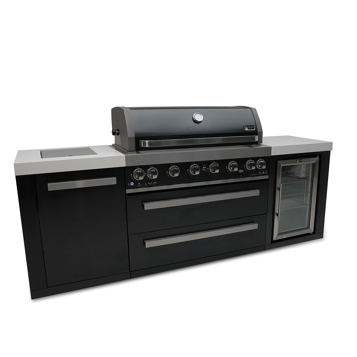 Mont Alpi 805 Black Stainless Steel BBQ Grill Island with Fridge Cabinet - MAi805-BSSFC