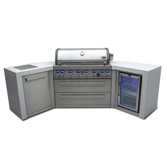 Mont Alpi 805 Deluxe BBQ Grill Island with 45 Degree Corners & Fridge Cabinet - MAi805-D45FC