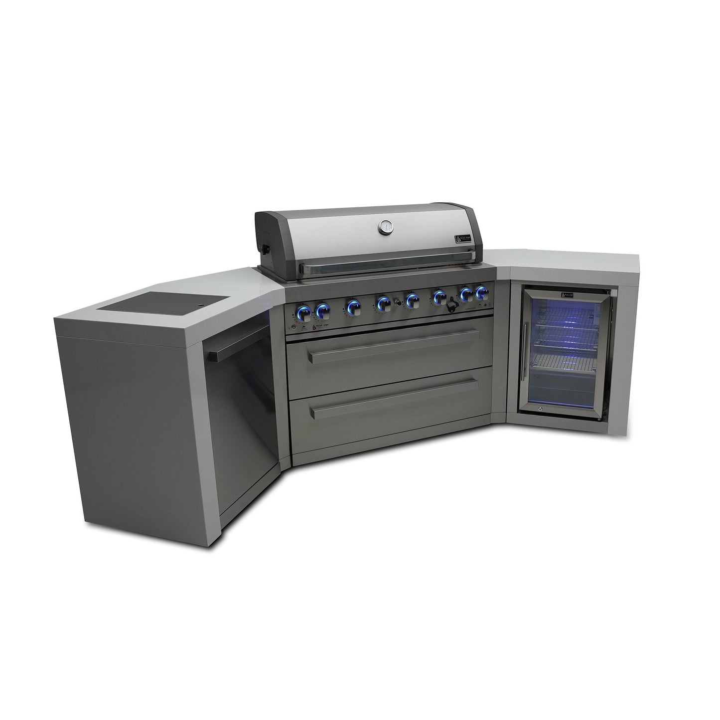 Mont Alpi 805 Deluxe BBQ Grill Island with 45 Degree Corners & Fridge Cabinet - MAi805-D45FC