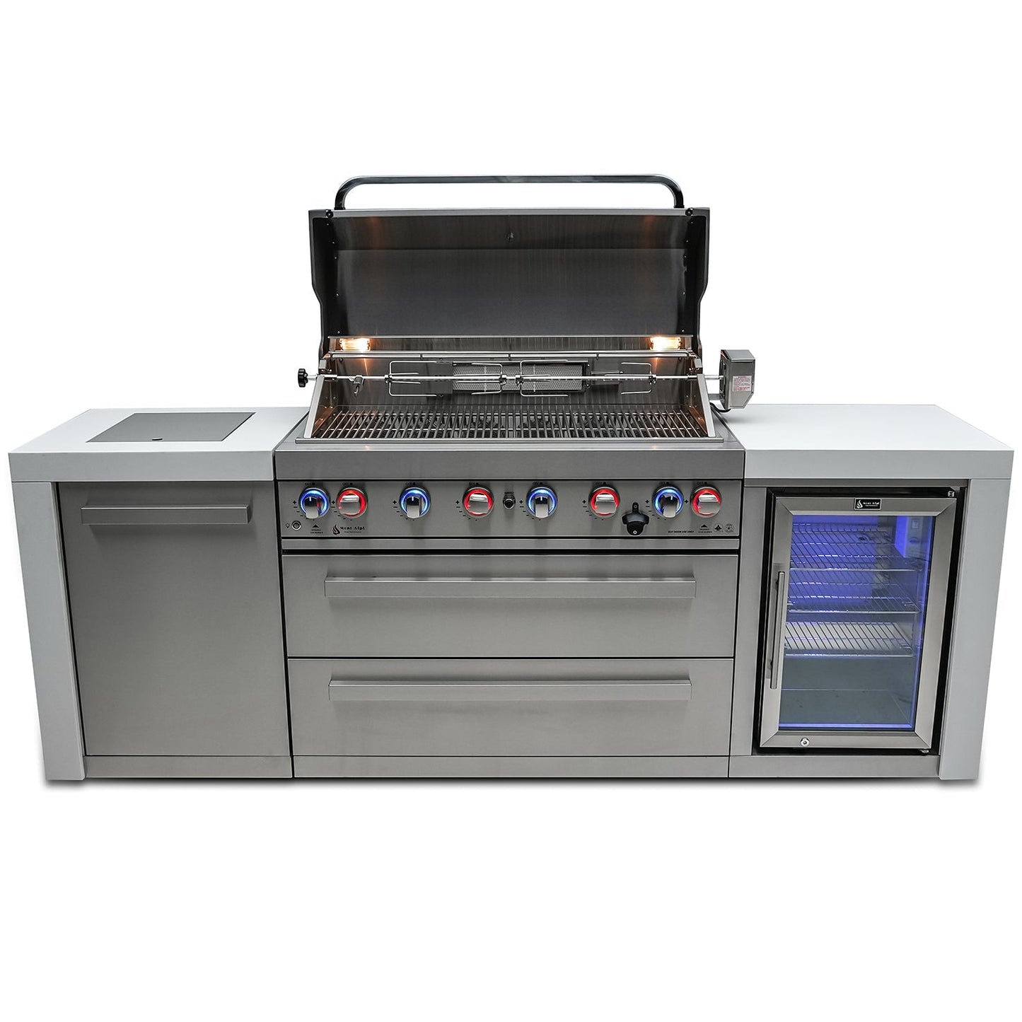 Mont Alpi 805 Deluxe BBQ Grill Island with Fridge Cabinet - MAi805-DFC