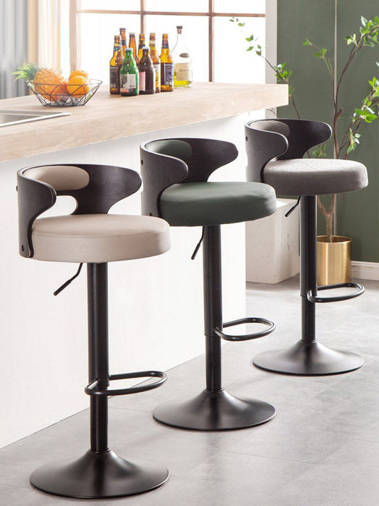 Minimalistic Black Leg Leather Bar Chair