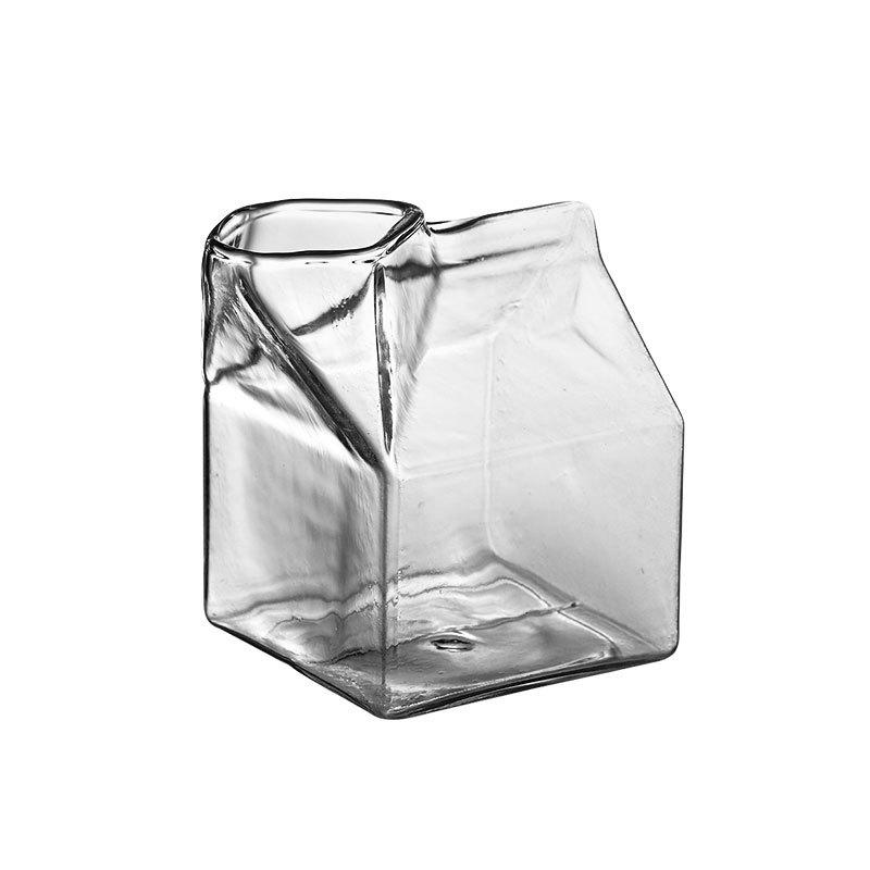 Transparent Glass Milk Carton Container