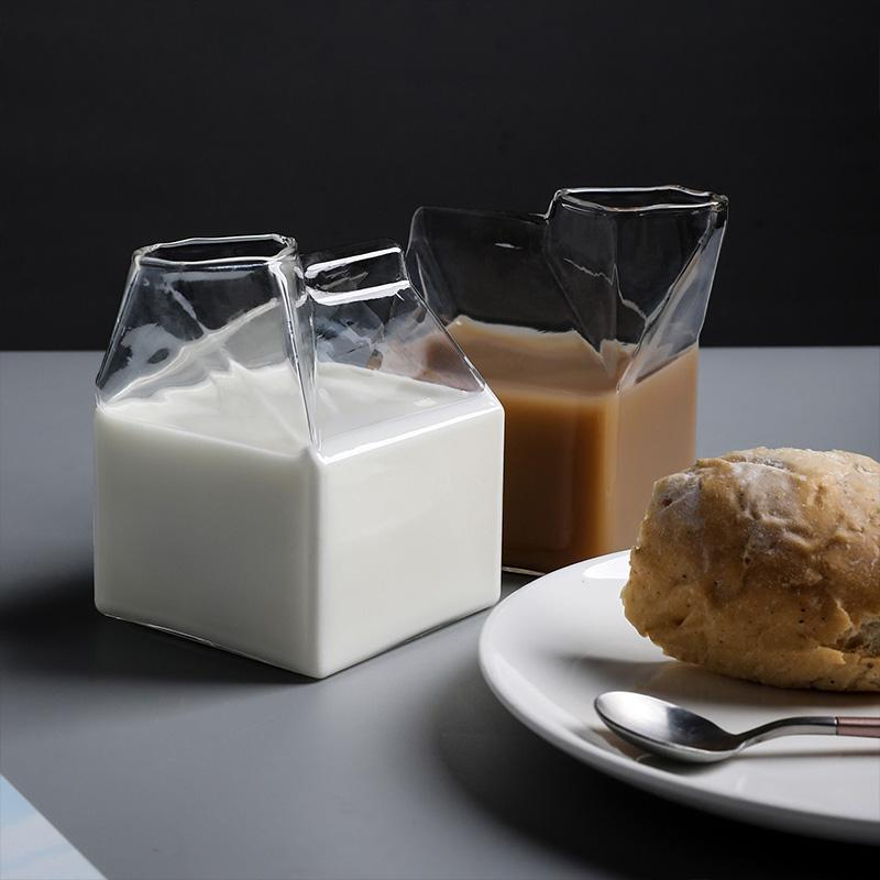 Transparent Glass Milk Carton Container