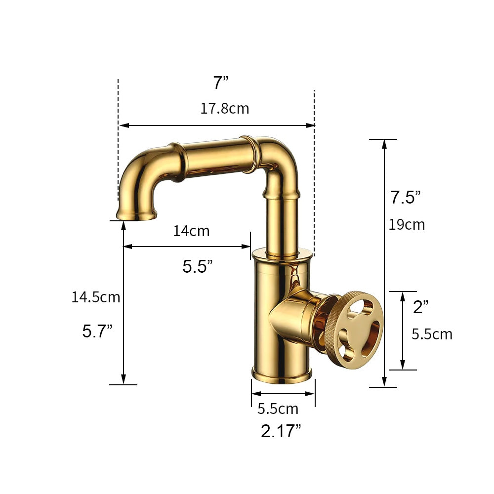 Modern Industrial Bathroom Sink Faucet, Single Hole