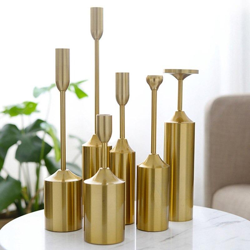 Trindale Golden Metal Candlestick Set