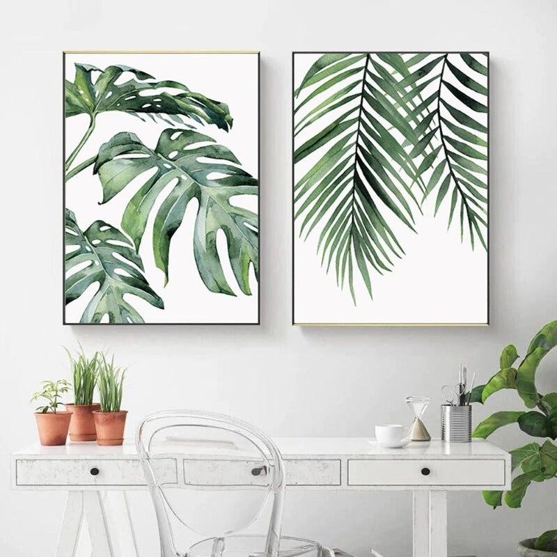 Tropical Green Leaves Wall Art