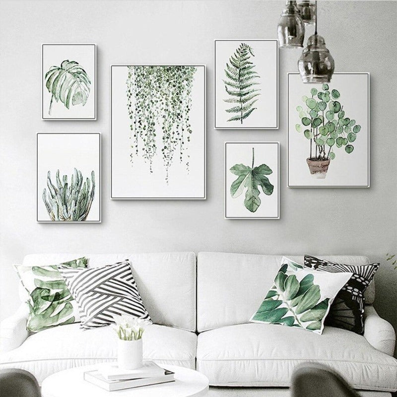 Tropical Green Leaves Wall Art