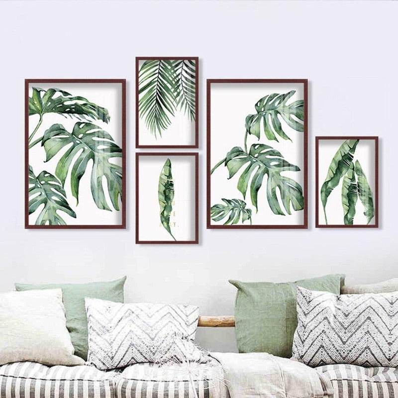 Tropical Green Leaves Wall Art