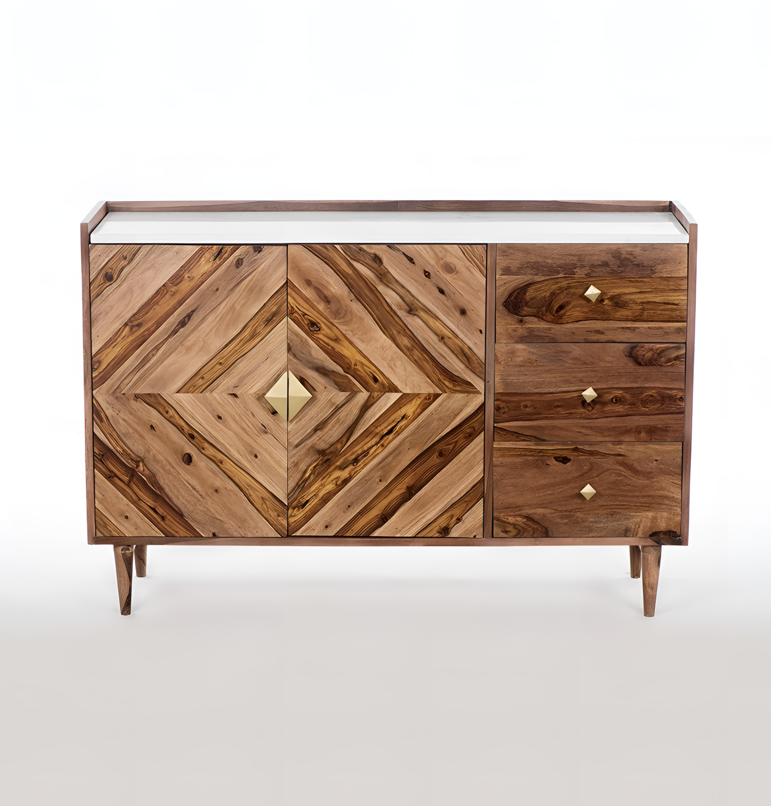 Abha Handcrafted Wood Marble Buffet | Buffets | NordicAbode.com