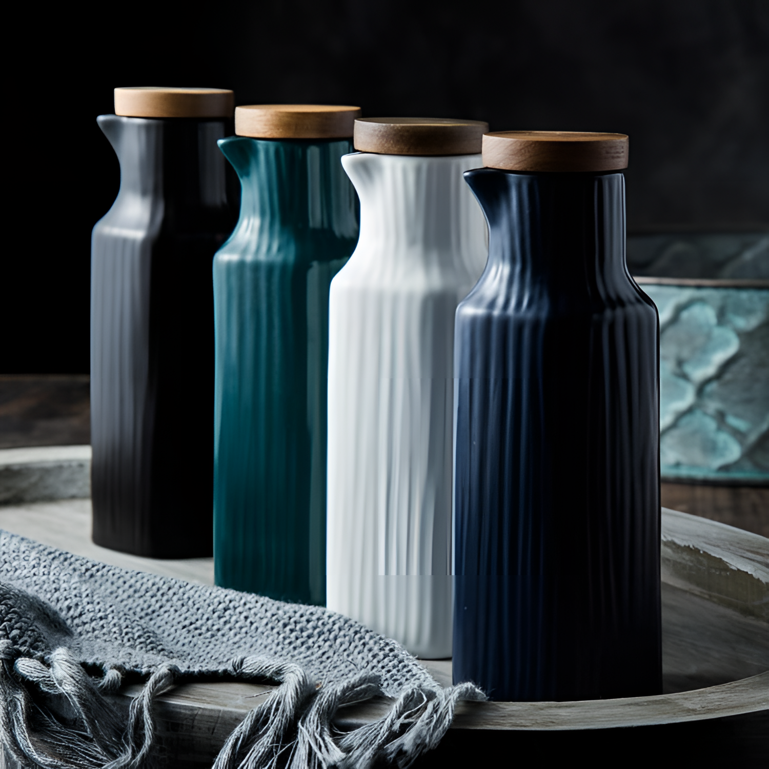 Anette Matte Ceramic Oil Bottle | Kitchen Decor | NordicAbode.com