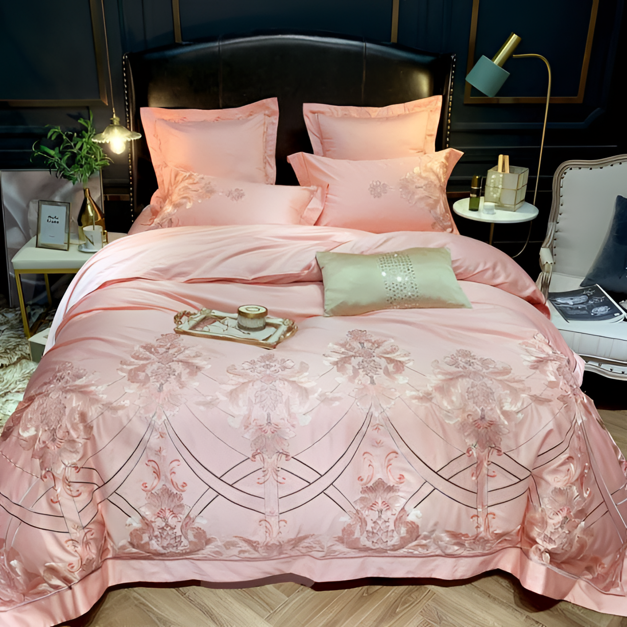 Royal Light Pink Embroidery Duvet Set | Bedding | NordicAbode.com