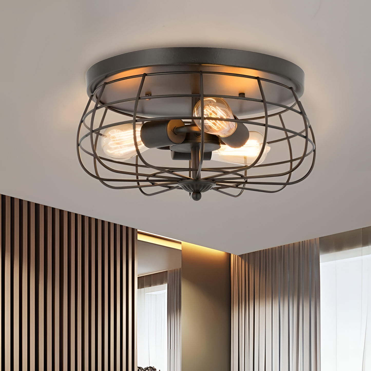 Olinda Vintage Wire Cage Ceiling Light | Lighting | NordicAbode.com