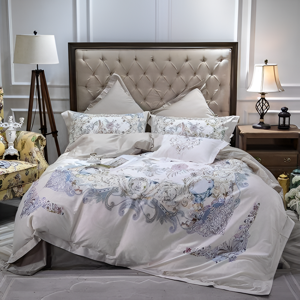 White Luxurious Toile Duvet Cover Set | Bedding | NordicAbode.com