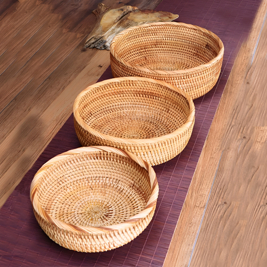 Handwoven Round Rattan Basket | Baskets | NordicAbode.com