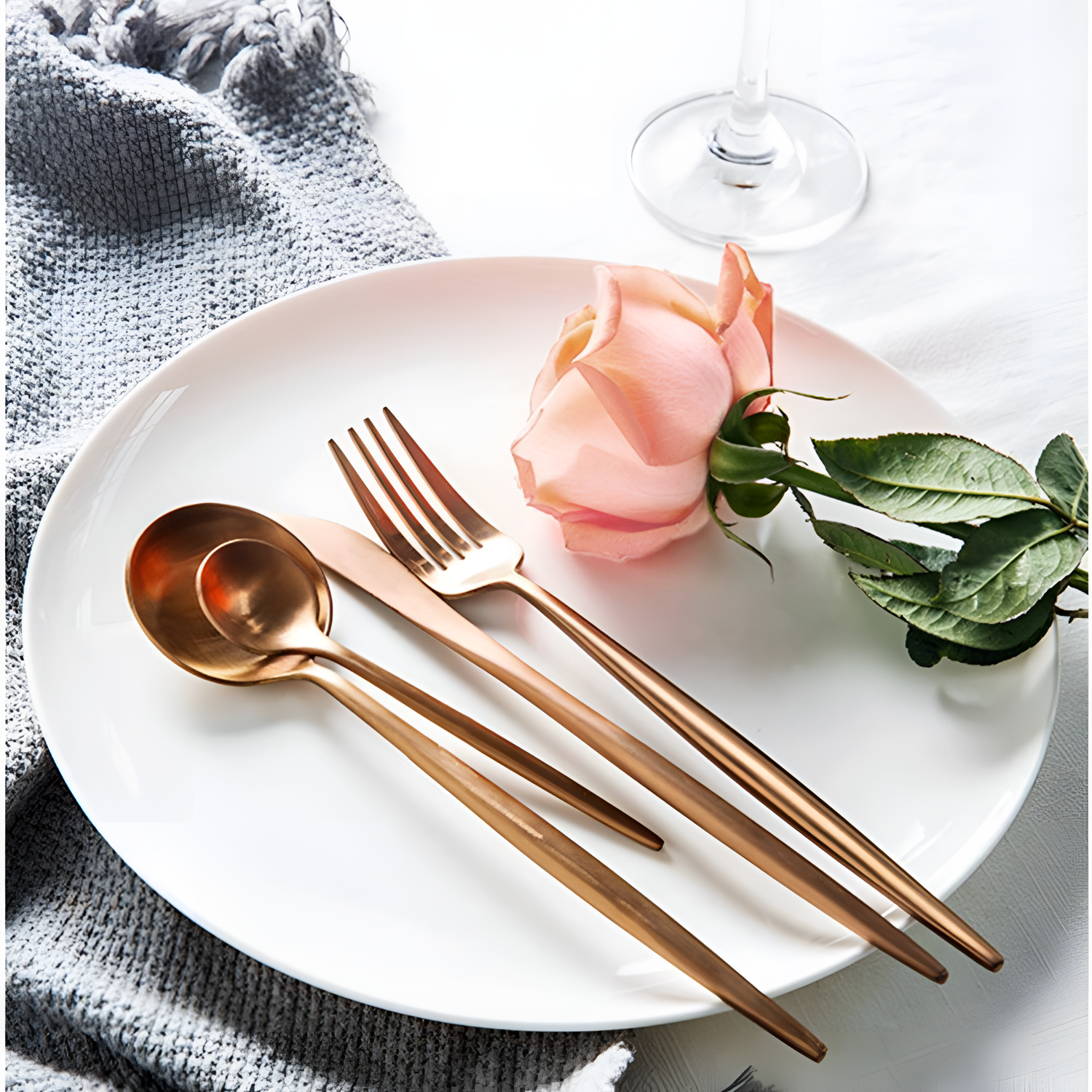 4 Rose Gold Cutlery Set - 4 Pieces | Cutlery | NordicAbode.com