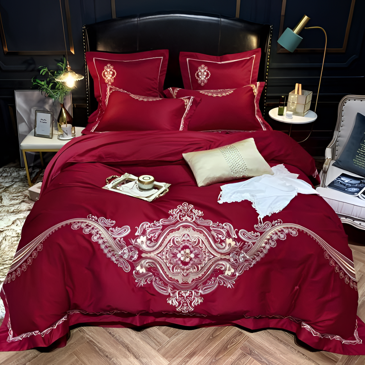 Luxury Rossa Corsa Embroidery Duvet Set | Bedding | NordicAbode.com