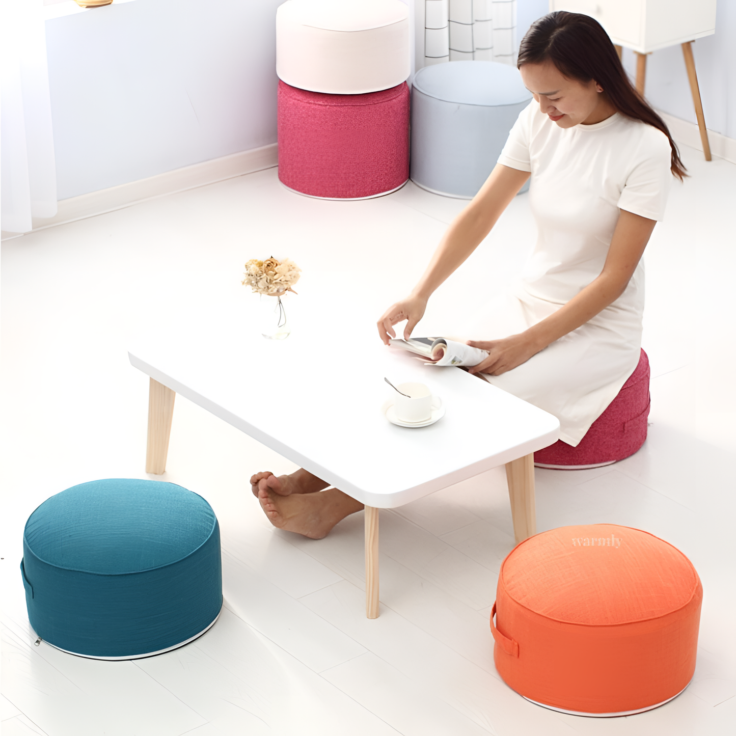 Neveah Modern Floor Cushion - Space Saving | Cushions | NordicAbode.com