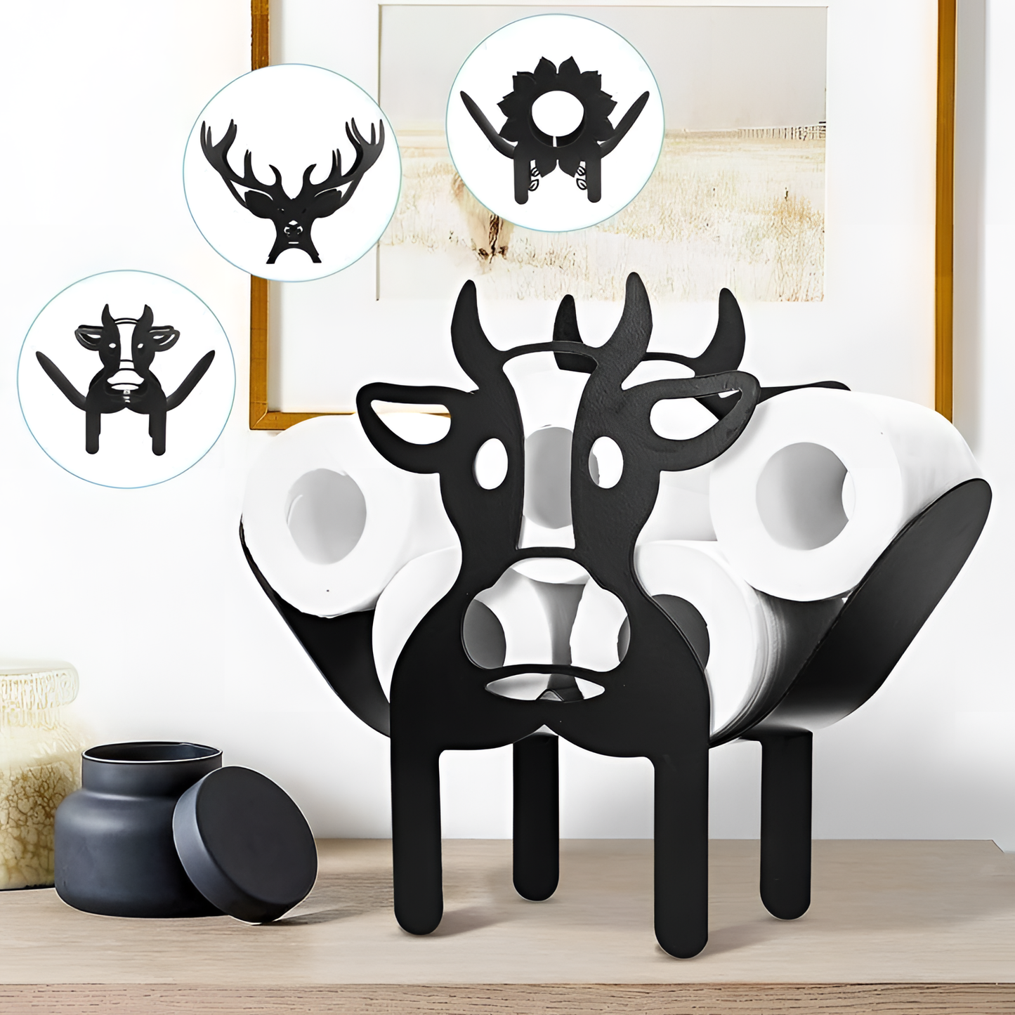 Decorative Vintage Cow Paper Holder | Bathroom Decor | NordicAbode.com