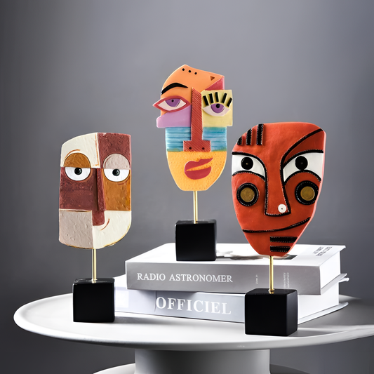 Vibrant Abstract Face Figurines | Figurines | NordicAbode.com