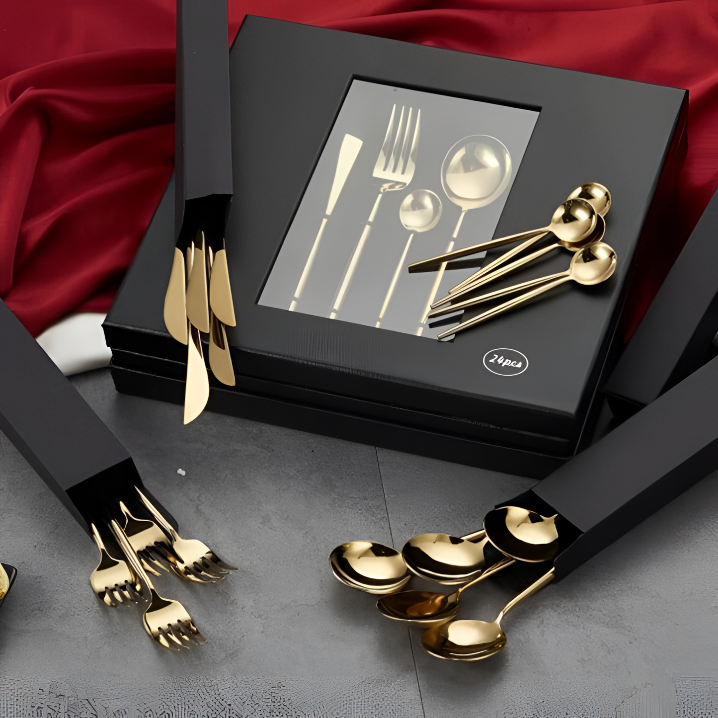 24Pcs 24-Piece Gold Stainless Steel Cutlery Set | Tableware | NordicAbode.com