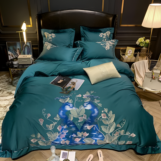 Green Luxury Peacock Duvet Set | Bedding | NordicAbode.com