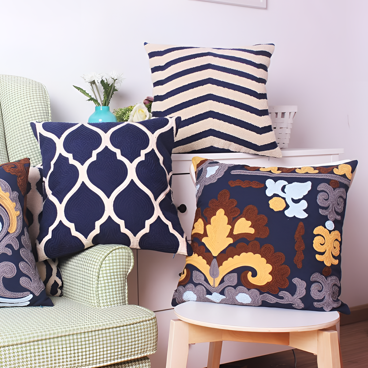 Classic Embroidered Pattern Cushion Cover | Cushion Covers | NordicAbode.com