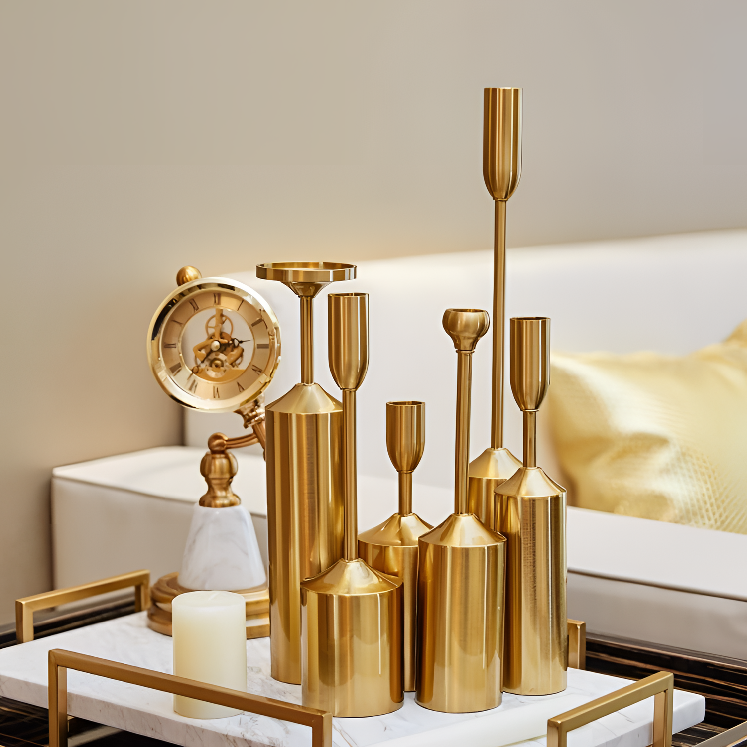 Trindale Golden Metal Candlestick Set | Candlestick Holders | NordicAbode.com