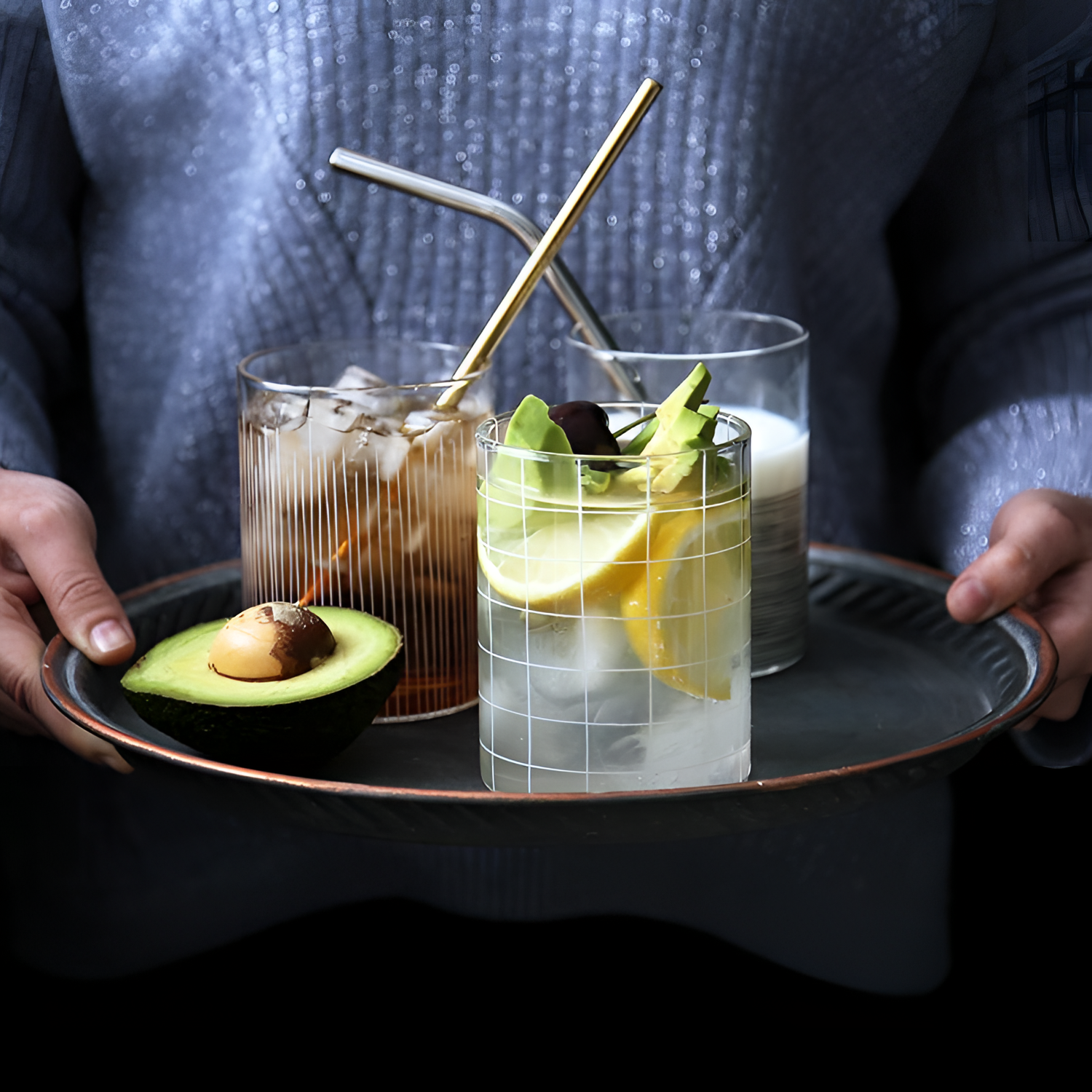 Grid Transparent Glass Cup | Drinkware | NordicAbode.com