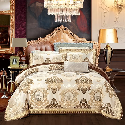 Anorfa Luxury Jacquard Satin Duvet Set | Bedding | NordicAbode.com