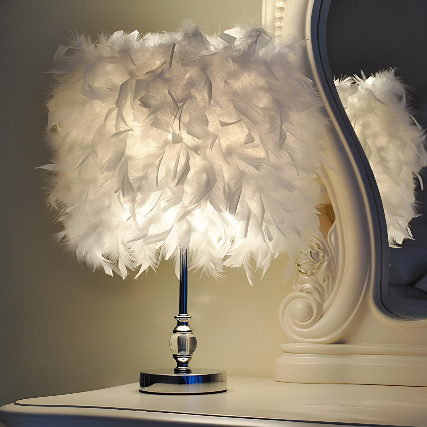 Luxury Feather Crystal Desk Lamp | Lighting | NordicAbode.com